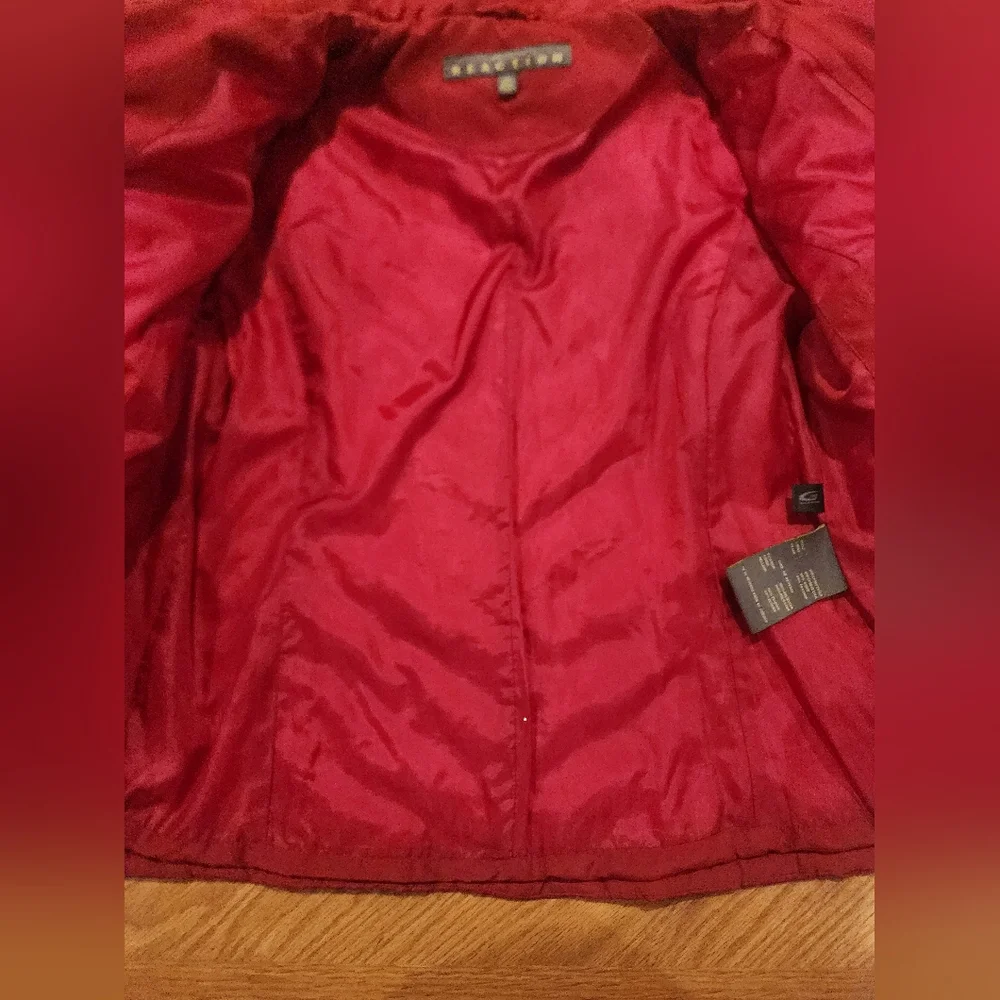 Kenneth Cole Reaction Mixed Fill Down Womens Quilted Coat. Red Size Large - Picture 6 of 9